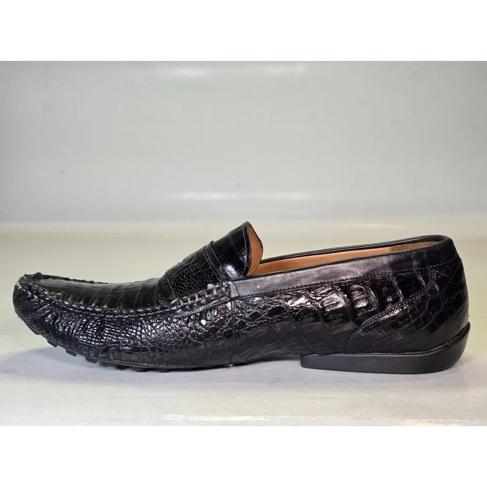 Mezlan Encina Men's Loafers Size 10.5‎ Black Genuine Crocodile Leather Shoes Vtg